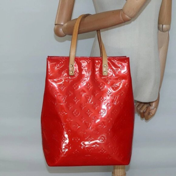 LOUIS VUITTON Monogram Vernis Reade MM Hand Bag Red Rouge LV Auth - Picture 15 of 16